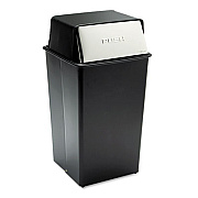 Safco Reflections Push Top Square Receptacle, 36 gal, Steel, Black/Chrome (9895)