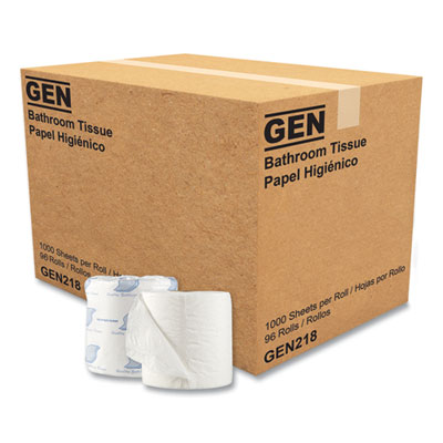 GEN Standard Bath Tissue, Individually Wrapped Rolls, Septic Safe, 1-Ply, White, 1,000 Sheets/Roll, 96 Rolls/Carton (218)