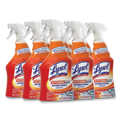 LYSOL Brand Kitchen Pro Antibacterial Cleaner, Citrus Scent, 22 oz Spray Bottle, 9/Carton (79556)