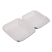 Eco-Products Molded Fiber Hinged Clamshell Containers, 8 x 8 x 3, White, Sugarcane, 200/Carton (EPHC81)