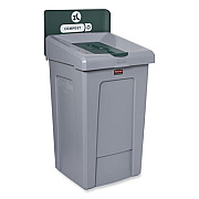 Rubbermaid Commercial Slim Jim Recycling Station 1-Stream, Compost Collection Station, 33 gal, Resin, Gray (2171555)