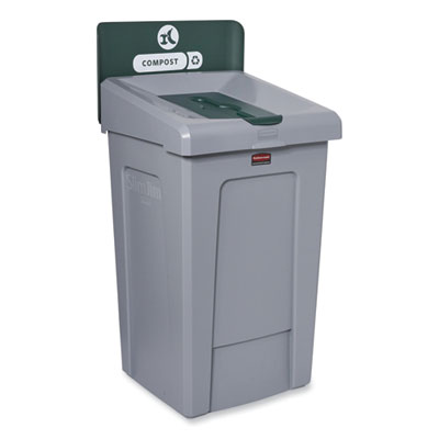 Rubbermaid Commercial Slim Jim Recycling Station 1-Stream, Compost Collection Station, 33 gal, Resin, Gray (2171555)