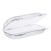 Dart StayLock Clear Hinged Lid Containers, 4.5" x 8.5" x 2.1", Clear, Plastic, 250/Carton (C18UT1)