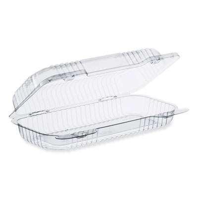 Dart StayLock Clear Hinged Lid Containers, 4.5" x 8.5" x 2.1", Clear, Plastic, 250/Carton (C18UT1)