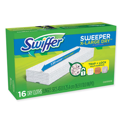 Swiffer Sweeper XL Dry Refill Cloths, 16.9" x 9.8", White, 16/Box (96826CT)
