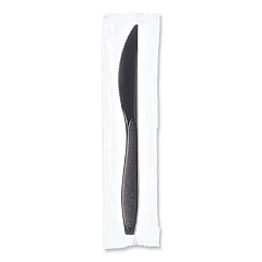 SOLO Reliance Classic Plastic Cutlery, Individually Wrapped, Medium Heavyweight Knife, Black, 1,000/Carton (RSK20004)