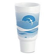 Dart Horizon Hot/Cold Foam Drinking Cups, 44 oz, White/Ocean Blue, 15/Bag, 20 Bags/Carton (44AJ32H)