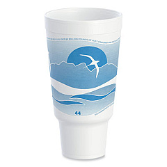 Dart Horizon Hot/Cold Foam Drinking Cups, 44 oz, White/Ocean Blue, 15/Bag, 20 Bags/Carton (44AJ32H)