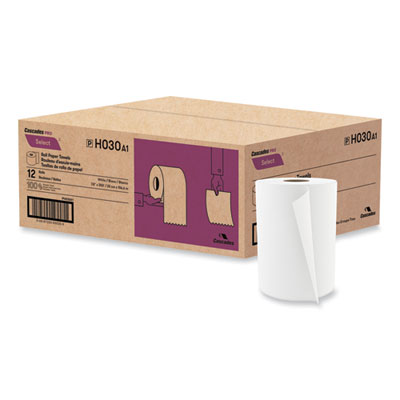 Cascades PRO Select Roll Paper Towels, 1-Ply, 7.88" x 350ft, White, 12 Rolls/Carton (H030)