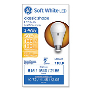GE Classic LED SW Non-Dim A19 Light Bulb, 3-Way: 6 W - 12 W - 17 W, Soft White (93130566)