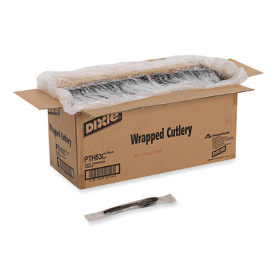 Dixie Individually Wrapped Heavyweight Spoons, Plastic, Black, 1,000/Carton (PTH53C)