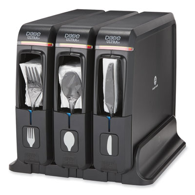 Dixie SmartStock Wrapped Cutlery Dispenser, Holds Forks/Knives/Spoons, 12.44 x 11.17 x 10.5, Black (SSW3D85)