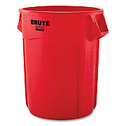 Rubbermaid Commercial Vented Round Brute Container, 55 gal, Plastic, Red, 3/Carton (FG265500RED)