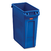 Rubbermaid Commercial Slim Jim Recycling Container, 16 gal, Plastic, Blue, 4/Carton (1971257CT)