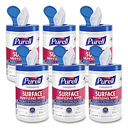 PURELL Foodservice Surface Sanitizing Wipes, 1-Ply, 10 x 7, Fragrance-Free, White, 110/Canister, 6 Canisters/Carton (934106CT)