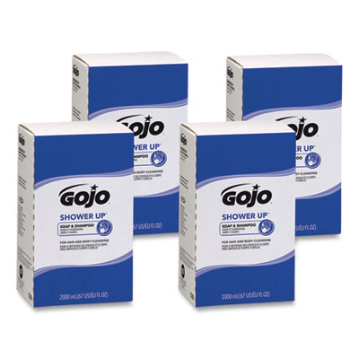 GOJO SHOWER UP Soap and Shampoo, Pleasant Scent, 2,000 mL, 4/Carton (7230)