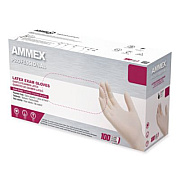 AMMEX Professional Latex Exam Gloves, Powder-Free, Small, 4 mil (Palm), 5 mil (Fingers), Ivory, 100/Box (GPPFT42100)