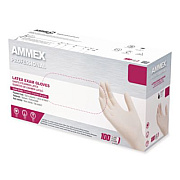AMMEX Professional Latex Exam Gloves, Powder-Free, Medium, 4 mil (Palm), 5 mil (Fingers), Ivory, 100/Box (GPPFT44100)