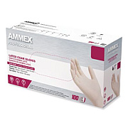 AMMEX Professional Latex Exam Gloves, Powder-Free, Large, 4 mil (Palm), 5 mil (Fingers), Ivory, 100/Box (GPPFT46100)