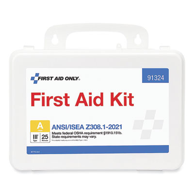 First Aid Only ANSI 2021 First Aid Kit for 25 People, 94 Pieces, Plastic Case (91324)