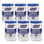 PURELL Healthcare Surface Disinfecting Wipes, 1-Ply, 7 x 10, Unscented, White, 110 Wipes/Canister, 6 Canisters/Carton (934006)