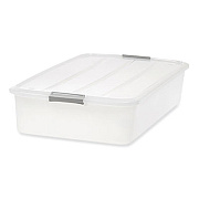 IRIS 50 Qt. Latch Lid Underbed Storage Box, 17.75" x 32.5" x 6.5", Clear (100118)