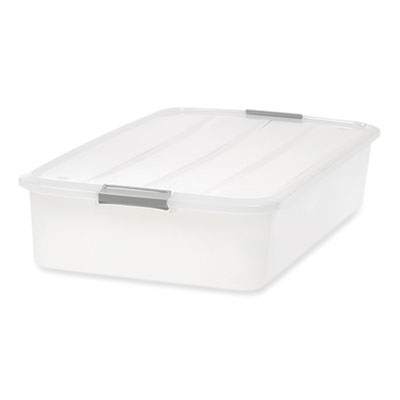 IRIS 50 Qt. Latch Lid Underbed Storage Box, 17.75" x 32.5" x 6.5", Clear (100118)