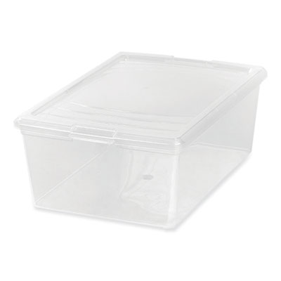 IRIS 13.5 Qt. Lift-Off Lid Storage Tote, 10.6" x 16.1" x 5.9", Clear/Gray (100119)