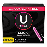 U by Kotex Click Compact Tampons, Regular Absorbency, 32/Pack (51583)