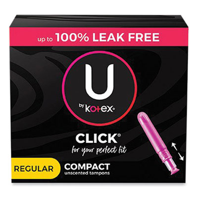 U by Kotex Click Compact Tampons, Regular Absorbency, 32/Pack (51583)