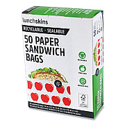 LUNCHSKINS Peel and Seal Sandwich Bag with Closure Strip, 6.3" x 2" x 7.9", Red Apples/White, 50/Box (854735005911)