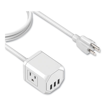 LAX Gadgets 3-Outlet 3-USB Port Surge Protector, 3 AC Outlets/3 USB Ports, 5 ft Cord, White (OUT3X3WH)