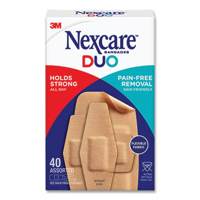 3M Nexcare DUO Bandages, Plastic, Assorted Sizes, 40/Pack (DSA40)