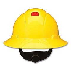 3M SecureFit Full Brim Hard Hat with Uvicator, Four-Point Ratchet Suspension, Yellow (H802SFRUV)