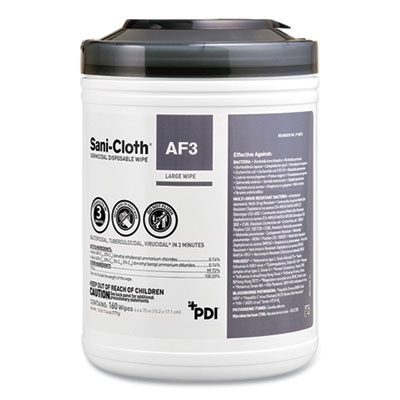 Sani Professional Sani-Cloth AF3 Germicidal Disposable Wipes, Extra-Large, 1-Ply, 7.5" x 15", Unscented, White, 75/Pack (P72584)