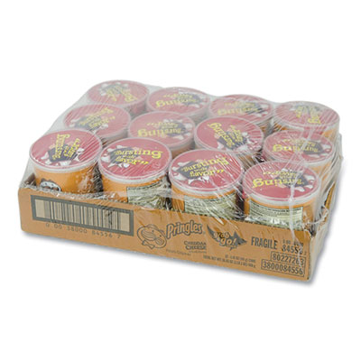 Pringles Grab and Go Cheddar Cheese Crisps, 1.4 oz Can, 12 Carton (84556)