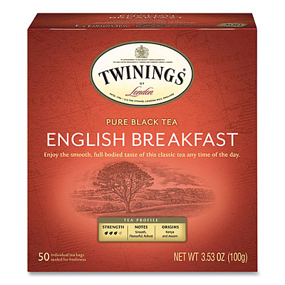 Tea Bags, English Breakfast, 3.53 oz, 50/Box (78221)