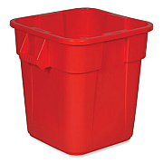 Rubbermaid Commercial Square Brute Container, 28 gal, Polyethylene, Red, 6/Carton (FG352600RED)