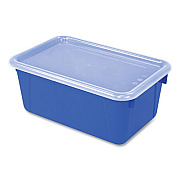 Storex Cubby Bin with Lid, 2 gal, 8.2 x 12.5 x 11.5, Blue, 5/Pack (62408U05C)