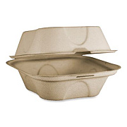 World Centric Fiber Hinged Takeout Containers, Burger Box, 6.5 x 6 x 3.2, Natural, Paper, 500/Carton (TOSCU15BLFP)