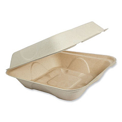 World Centric Fiber Hinged Takeout Containers, 7 x 8.3 x 3.2, Natural, Paper, 300/Carton (TOSCU853LFP)