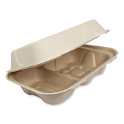 World Centric Fiber Hinged Takeout Containers, Hoagie Box, 9.2 x 6.4 x 3, Natural, Paper, 500/Carton (TOSCU34DLFP)