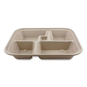 World Centric Fiber Containers, Bento Box, 5 Compartments, 12 x 9.5 x 2, Natural, Paper, 300/Carton (TRSCBBLFS)