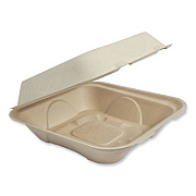World Centric Fiber Hinged Takeout Containers, 9.2 x 9.1 x 3.2, Natural, Paper, 300/Carton (TOSCU9LFP)