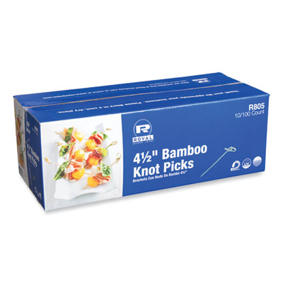 AmerCareRoyal Knotted Bamboo Pick, Paper, 4.5", Natural, 100/Pack, 10 Packs/Carton (R805)