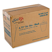 AmerCareRoyal Beverage Plugs, 4.75", Black, 2,000/Carton (STIRSTIXBK)