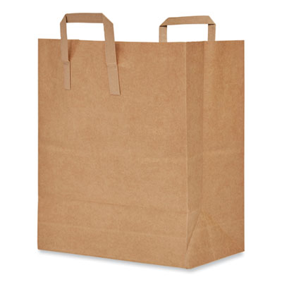 AJM Packaging Corporation Handle Bag, 1/7 BBL Size, 70# Basis Weight, Flat Handles, 12" x 7" x 14", Kraft, 300/Bundle (HB70NP3CLG)