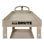 Rubbermaid Commercial BRUTE Heavy-Duty Utility Cart with Lipped Shelves, Plastic, 2 Shelves, 500 lb Capacity, 17.13" x 38.5" x 38.88", Beige (450088BG)