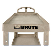 Rubbermaid Commercial BRUTE Heavy-Duty Utility Cart with Lipped Shelves, Plastic, 2 Shelves, 500 lb Capacity, 25.9" x 45.2" x 32.2", Beige (452088BG)