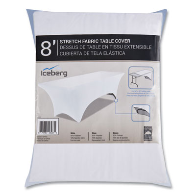 Iceberg iGear Fabric Table Cover, Polyester/Spandex, 30" x 96", White (16533)
